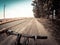 A man cyclist holds a bicycle behind the wheel