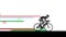 Man, cyclist training, riding bicycle on white background with abstract design elements. Stop motion, animation. Concept