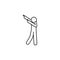 Man dancing icon. Element of man pointing finger thin line icon