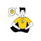 Man data protection illustration security. Flat cartoon simple style. Hero concept