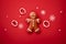 man decoration background holiday baking red sweet christmas cookie food gingerbread ornament. Generative AI.