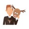 Man with Deer Mask Flat Design Vector Illustration