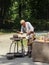 A man demonstrating old potter crafts