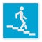 Man descending the stairway icon, flat style.
