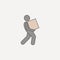 man is diligently carrying box 2 colored line icon. Simple colored element illustration. man is diligently carrying box outline sy