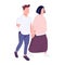 Man with disability and woman walking together flat color vector faceless character