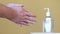 Man disinfecting with hand sanitizer dispenser,corona virus infection disease