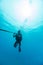 man diving in deep blue indian ocean