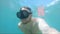 man in diving scuba mask swimming underwater