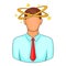 Man with dizziness icon, cartoon style