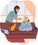 Man do not allow son to use mobile phone. Father prohibit gadgets child. Parental control concept. Flat cartoon vector