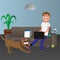 Man and dog homeoffice