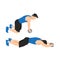 Man doing abdominal roller exercise side view