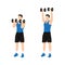 Man doing Arnold press exercise. Flat vector