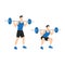 Man doing Barbell squat exercise. Flat vector