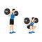 Man doing Barbell squat exercise. Flat vector