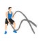 Man doing battle rope snakes exercise