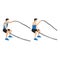 Man doing battle rope squatting alternating waves