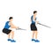Man doing cable squat rows exercise flat vector