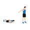 Man doing Chest to floor burpee exercise. Flat vector