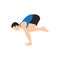 Man doing Crow pose bakasana exercise. Flat vector illustration