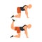 Man Doing Donkey Kicks Exercise in Two Steps, Male Athlete Doing Sports for Fit Body, Buttock Workout Vector