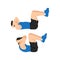 Man doing double crunches.Abdominals exercise