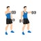 Man doing Dumbbell front raise exercise. Flat vector