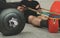 Man doing exercises with resistance bands.