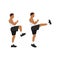 Man doing Front kick exercise. Flat vector