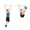 Man doing hanging leg raises to bar flat vector illustration.