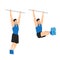 Man doing hanging leg raises to bar flat vector illustration