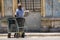 Man doing labour work in the streets of Old Havana City