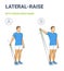 Man Doing Lateral Arm Raise Home Workout Exercise with Thin Resistance Band or Loop Guidance.
