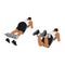 Man doing Lying leg curls exercise. Flat vector