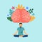 Man doing meditation with powerful brain. Mind power. Brain meditate. Mindfulness.