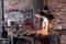 Man doing metalwork in a workshop