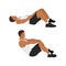 Man doing modified crunches. Abdominals exercise