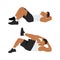 Man doing modified crunches. Abdominals exercise