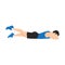 Man doing Prone or lying leg lifts exercise. Flat vector illustration
