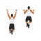 Man doing pull ups exercise. Flat vector