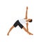 Man doing Revolved Triangle Yoga Pose. Parivrtta Trikonasana.