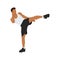 Man doing Roundhouse side kicks. Side kick. Sport exersice. Woman doing exercise