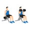 Man doing seated dumbbell bicep curls exercise. Flat vector illustration
