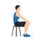Man doing Seated in self. Athlete do lotus position. Full lotus. Sitting pose. Asana in yoga. Breath holding. Sunken abdomen