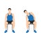 Man doing seated side leans or chair leans exercise