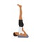 Man doing shoulder stand pose salami sarvangasana exercise.