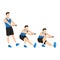 Man doing Single leg dumbbell squat. Pistol squats exercise.