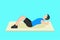 Man doing sit-up exercise for abdominal muscles vector. Young boy wearing a blue shirt flat character. Athletic man doing sit-ups