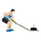 Man doing sled pulls exercise. Flat vector illustration isolated on white background